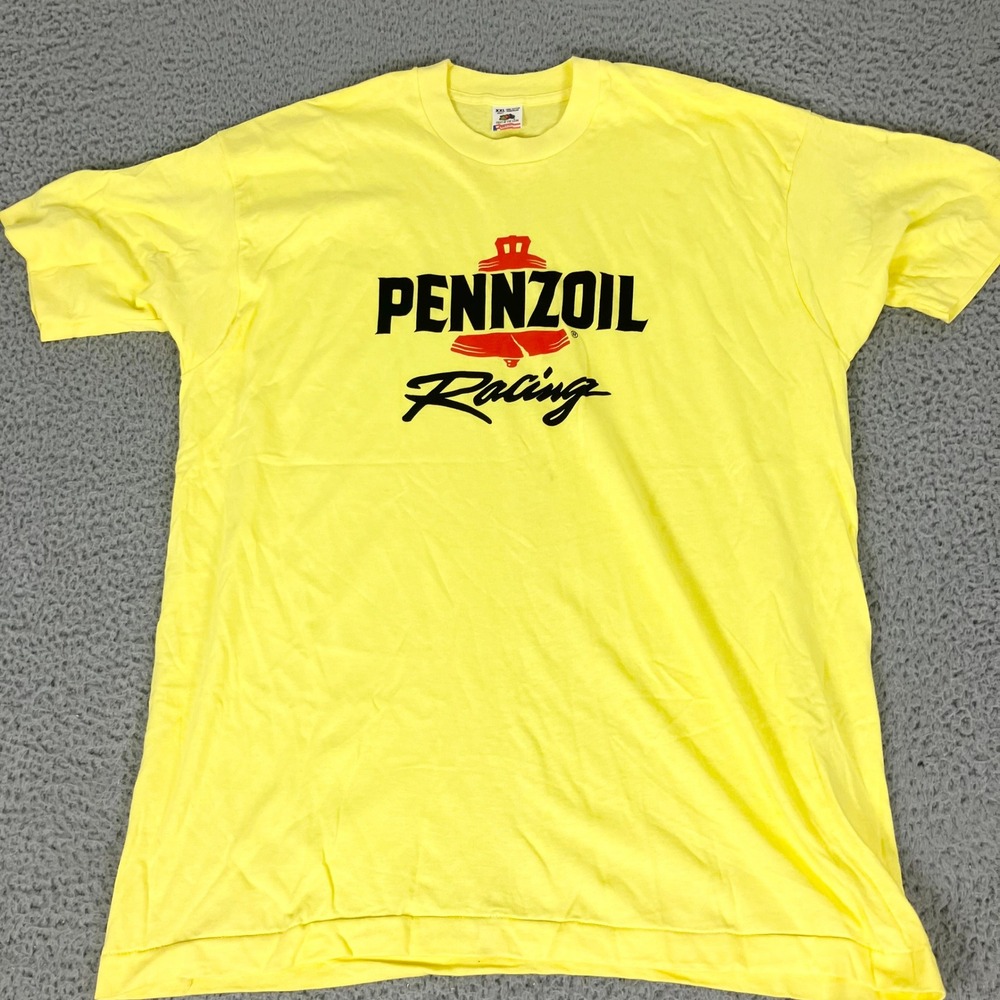 Vintage Pennzoil Racing Shirt Mens XXL Yellow  Made in USA 90s